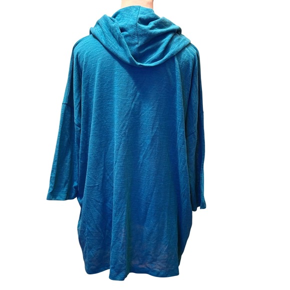 2X Jones New York Sport Woman Teal Blue Cowl Neck 3/4 Sleeve Stretch Top - Picture 2 of 6